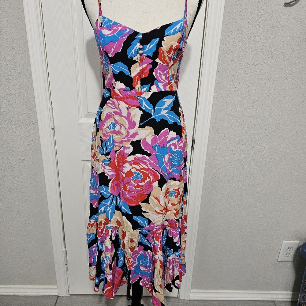 Anthropologie Tina Floral Print Flounced Midi